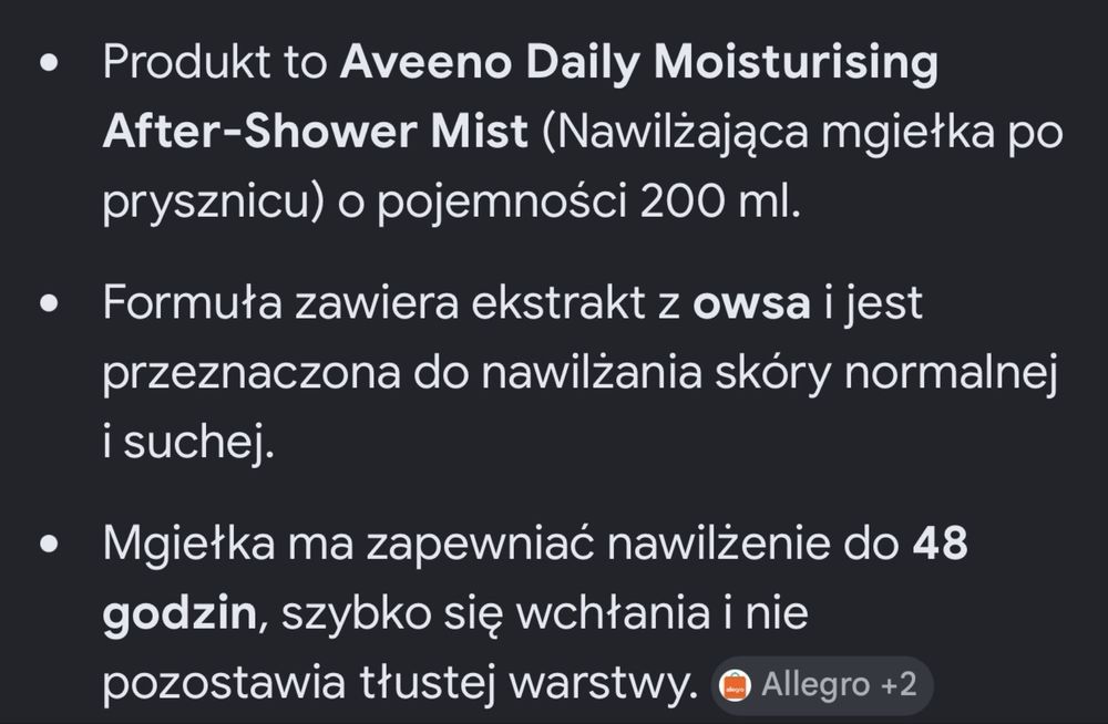 Nawilżająca mgiełka po prysznicu