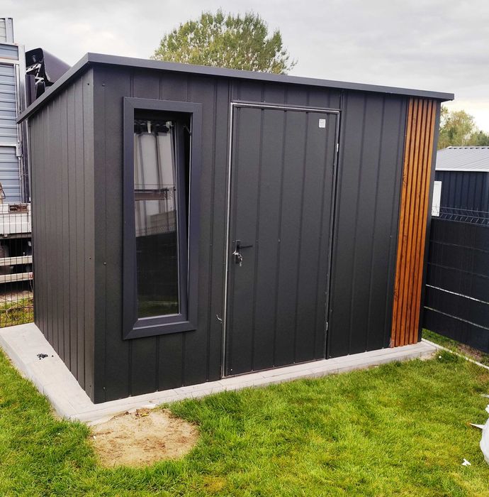 Domek Narzędziowy z Wiatką Schowek Ogrodowy Drewutnia