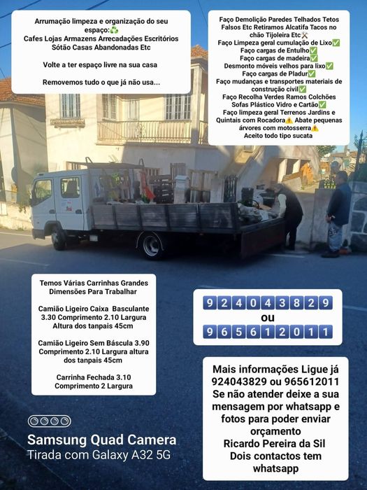 Faço demolições e Recolha de Entulho Madeira Pladur Resíduos Monos Etc