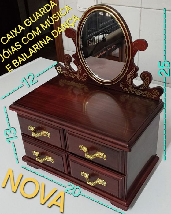 GUARDA JÓIAS VINTAGE,NOVO.MÚSICA E BAILARINA DANÇA.Casa,Quarto,Jóias.