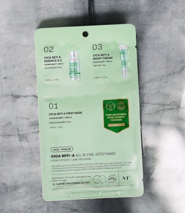 vt cosmetics - cica reti-a all in one 3step mask - nawilżająco