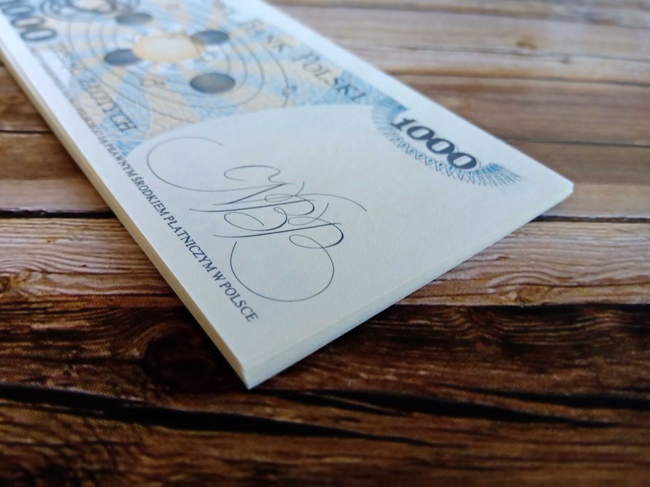 1000 zł PRL - ES cudo! Stan UNC, igła! Gratis 50 lub 100 zł PRL.