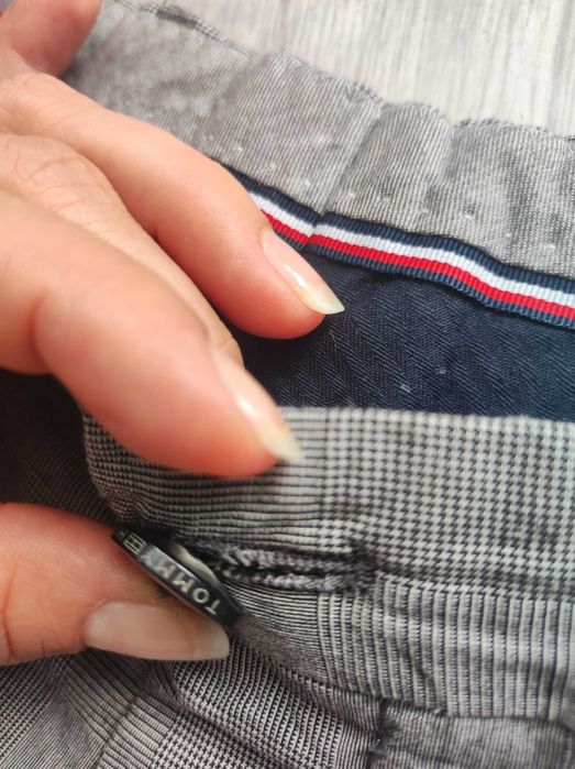 Tommy Hilfiger M szara kratka spodnie chinosy lub garniturowe