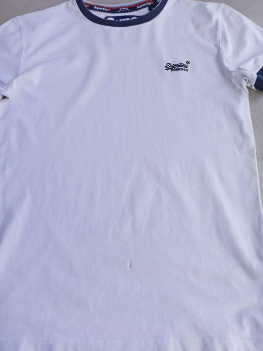 Superdry t-shirt oryginalna biała koszulka męska rozmiar S, M