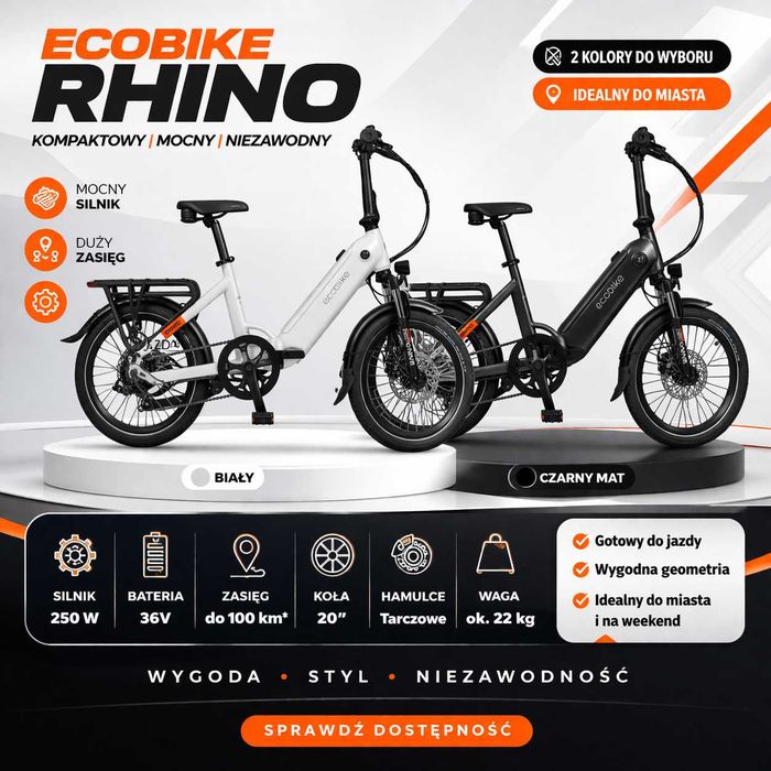Rower elektryczny składany Ecobike Rhino Black/White