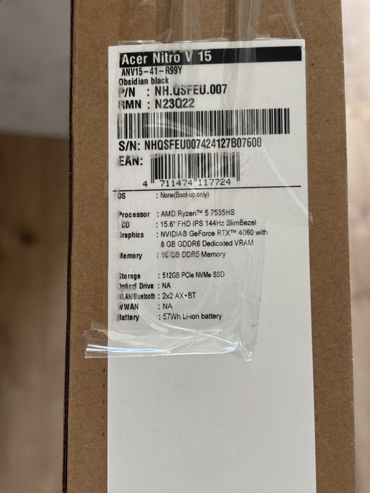 Ноутбук Aser Nitro V15 geforce rtx 4060