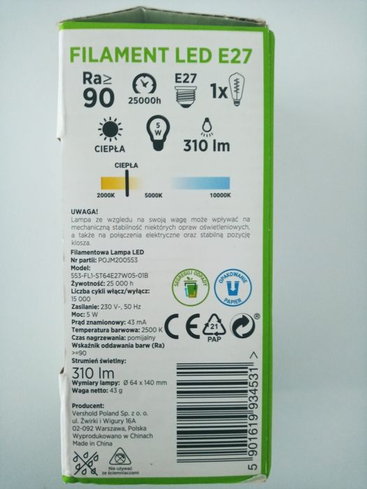 Nowa! Żarówka LED Lethe E27