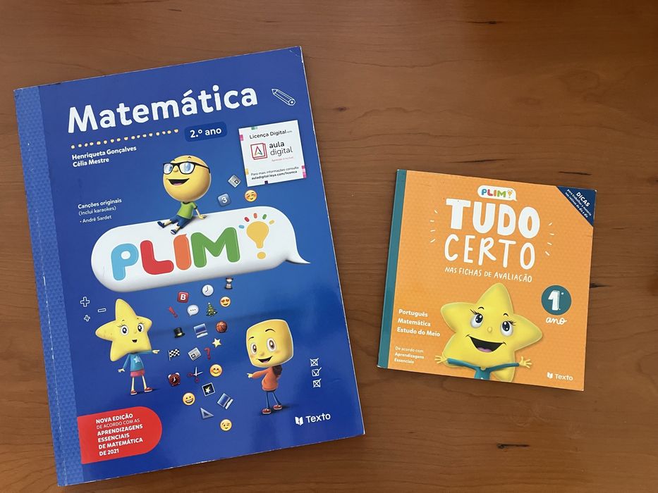 Livros escolares - PLIM Matemática 2.º ano (manual, novo) + PLIM Tudo certo (novo)