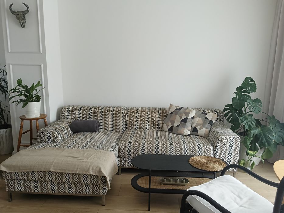Sofa skórzana Ikea (narożnik) + pokrowiec Dekoria