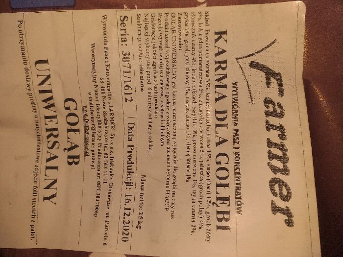 Karma dla gołębi UNIWERSALNA