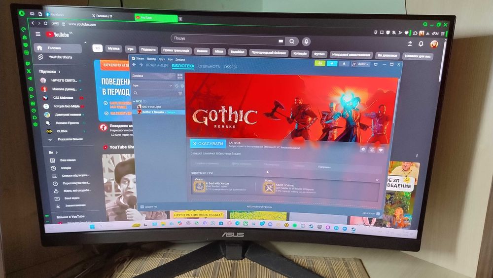 Монітор 24" Asus TUF Gaming VG24VQ1B (Curved)