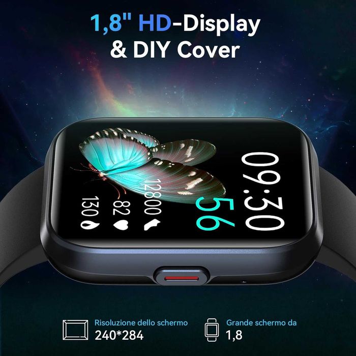 Fitpolo ID208P Smartwatch połączenia SMS tętno budzik stoper IP68 SpO2