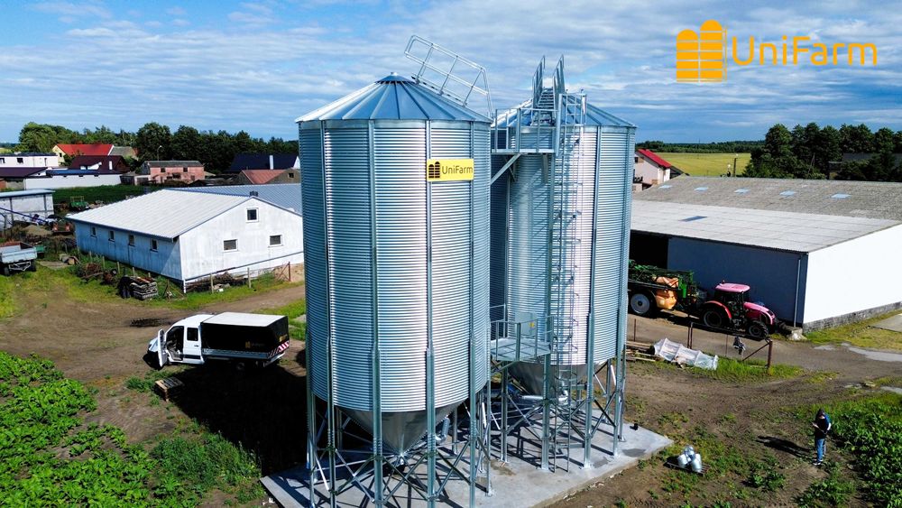 Silos zbożowy lejowy - silosy, przenośniki, czyszczalnie, suszarnie