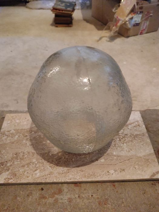 Szklany klosz do lampy mrożone szkło ice glass kulka vintage PRL