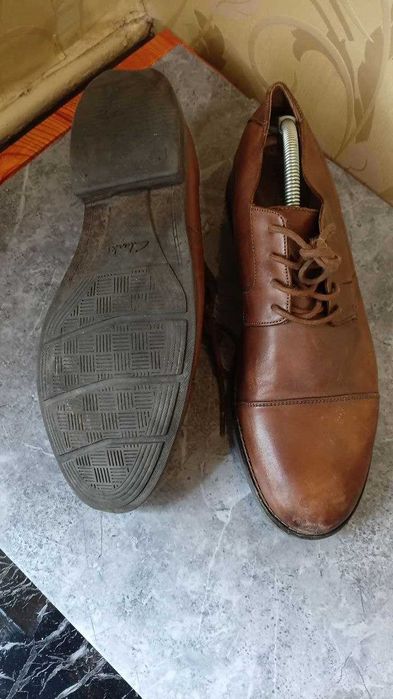 мужские коричневые кожаные туфли оксфорды clarks 44р. 29 см