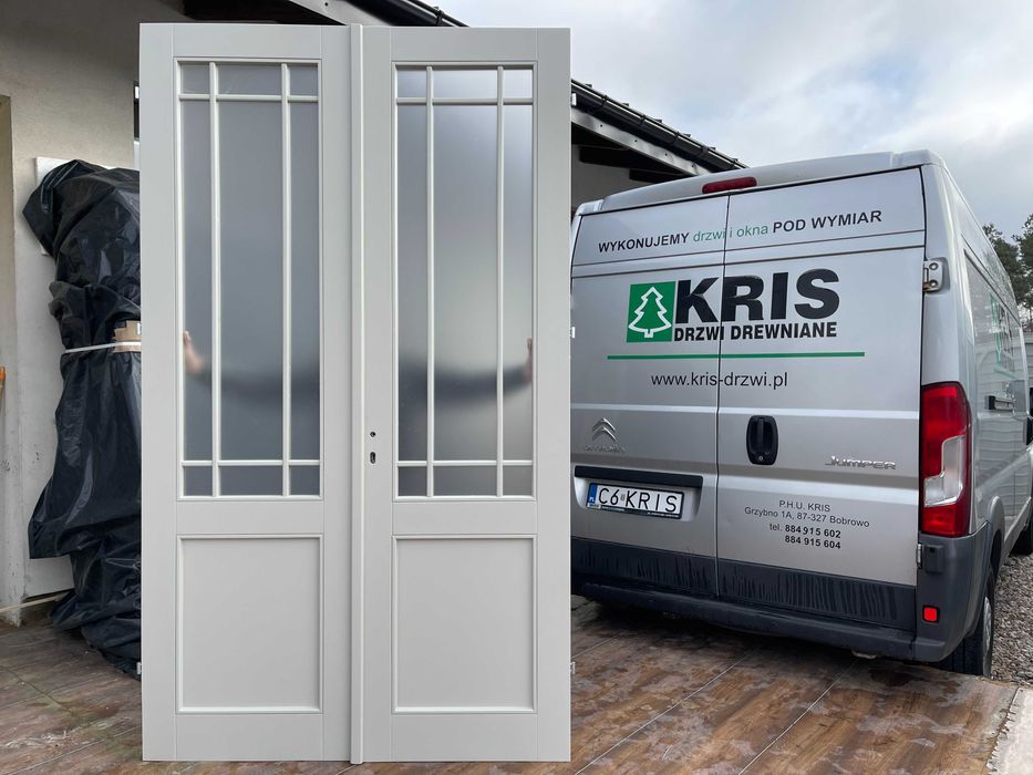 Drzwi DREWNIANE francuskie szprosy Hampton prowansalskie NA WYMIAR