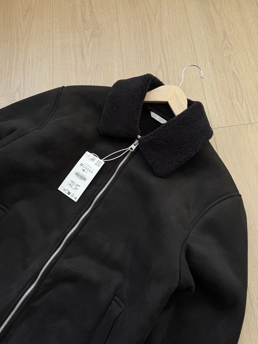 Замшева Куртка ZARA на Осінь Чоловіча Оригінал Новая Мужская Ветровка Черная Дубленка Зара