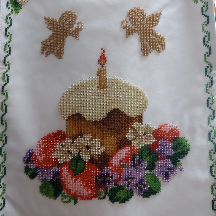 Рушник пасхальний вишитий бісером