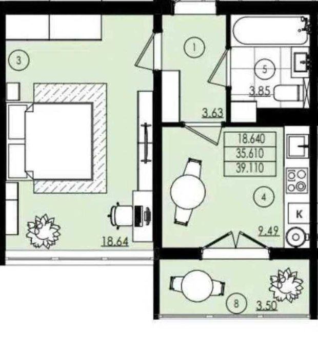 Продам 1-кімнатну квартиру в готовому будинку!