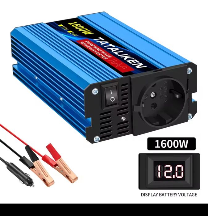 Інвертор 500 Вт 12 вольт,  пікова 1600 вт , чистий сінус 12 вольт Tata