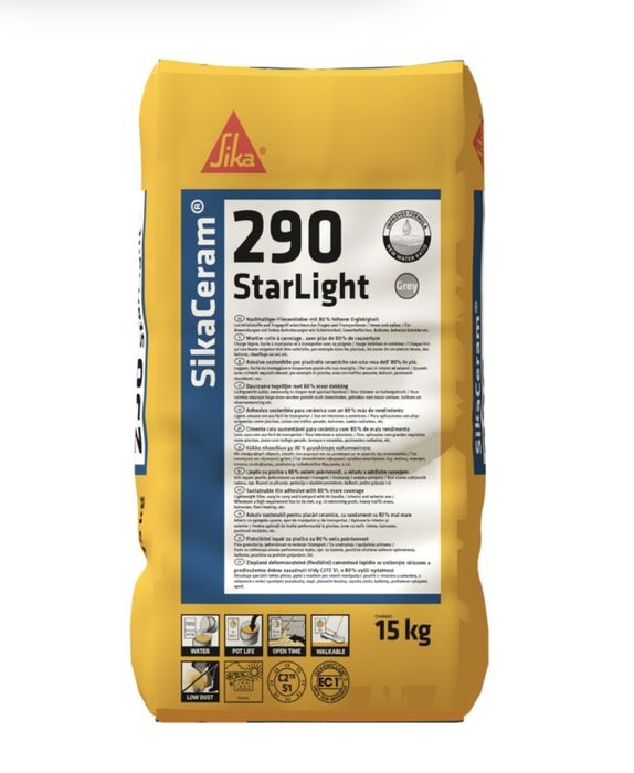 SikaCeram 290 StarLight - Сірий клей для плитки 15кг.