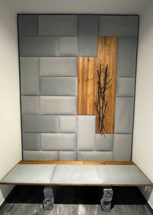 Szare NOWE Welurowe Panele Tapicerowane NA ŚCIANE Różne Rozmiary