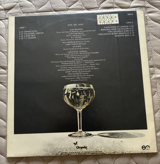 LP Procol Harum – Grand Hotel Edição Portuguesa 1984
