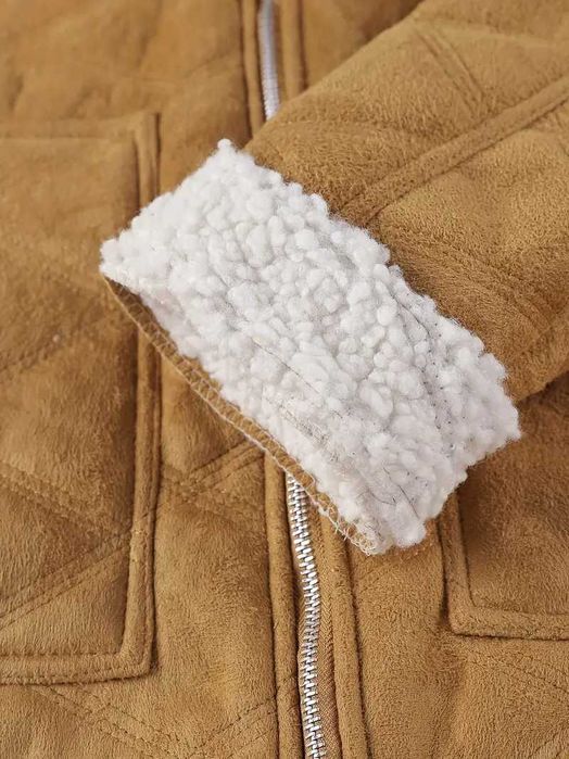 Męska kurtka z zamkiem błyskawicznym i pluszem – zimowy płaszcz