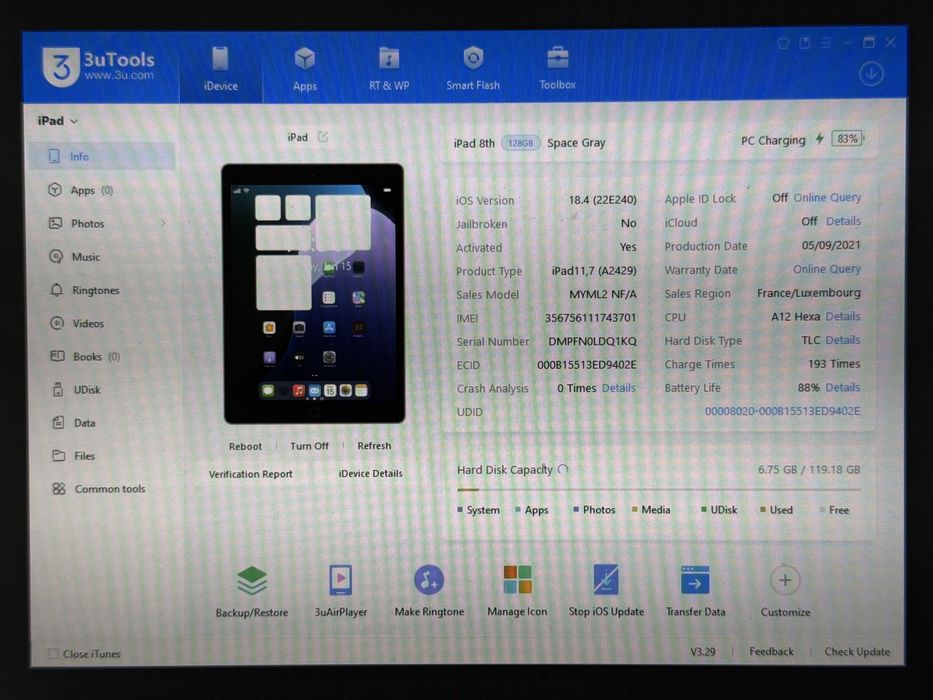 iPad 8. gen. (A2429) - 128GB - Cellular (LTE) - faktura VAT 23%