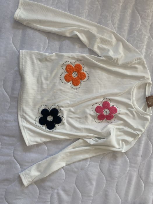 Bluzka prążek z kwiatami