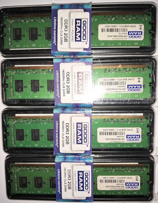 DDR3 1600 (PC12800/800MHz) CL9 DIMM GoodRam 2GB x4 [комплект 4 шт]