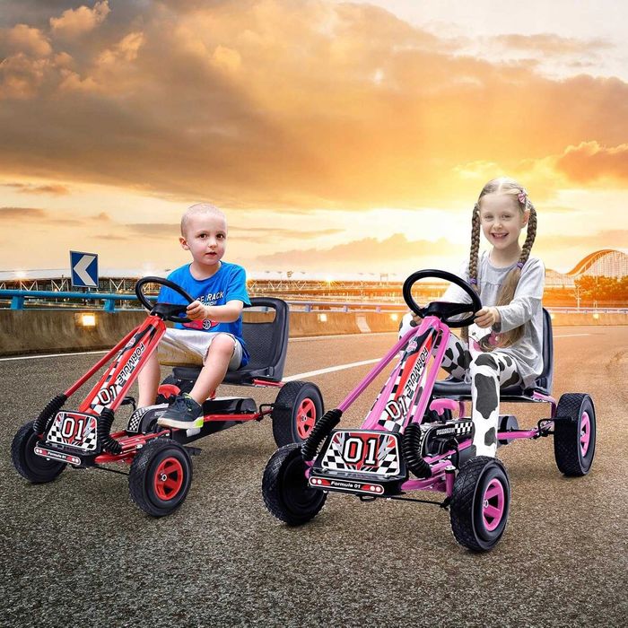 DUŻY Gokart Na Pedały POMPOWANE koła AIR Gokart do 30 kg 3-7 lat