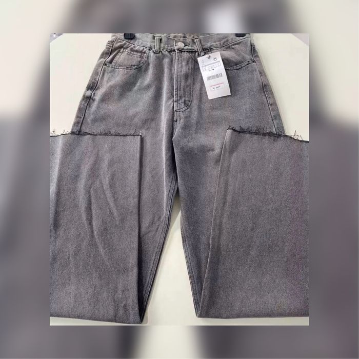 Джинсы новые  XXS/XS серые wide leg прямые палаццо с высокой посадкой