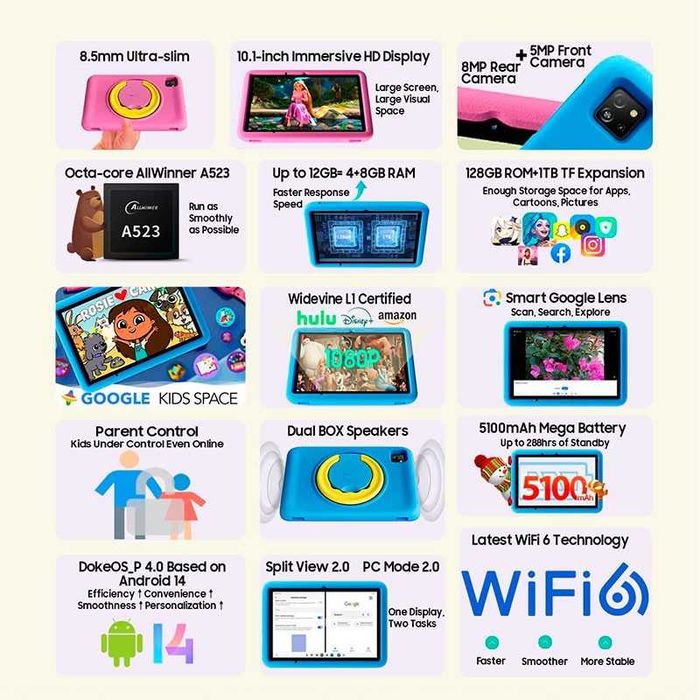 Tablet Blackview Tab A6 Kids 10 4GB/128GB/WiFi Azul