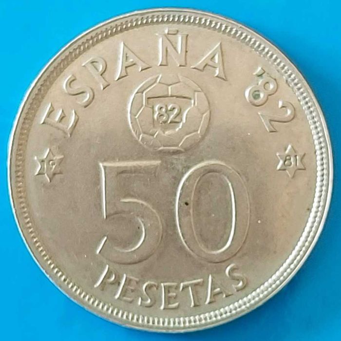 50 Pesetas de 1980 com *81* na estrela,  Espanha.82