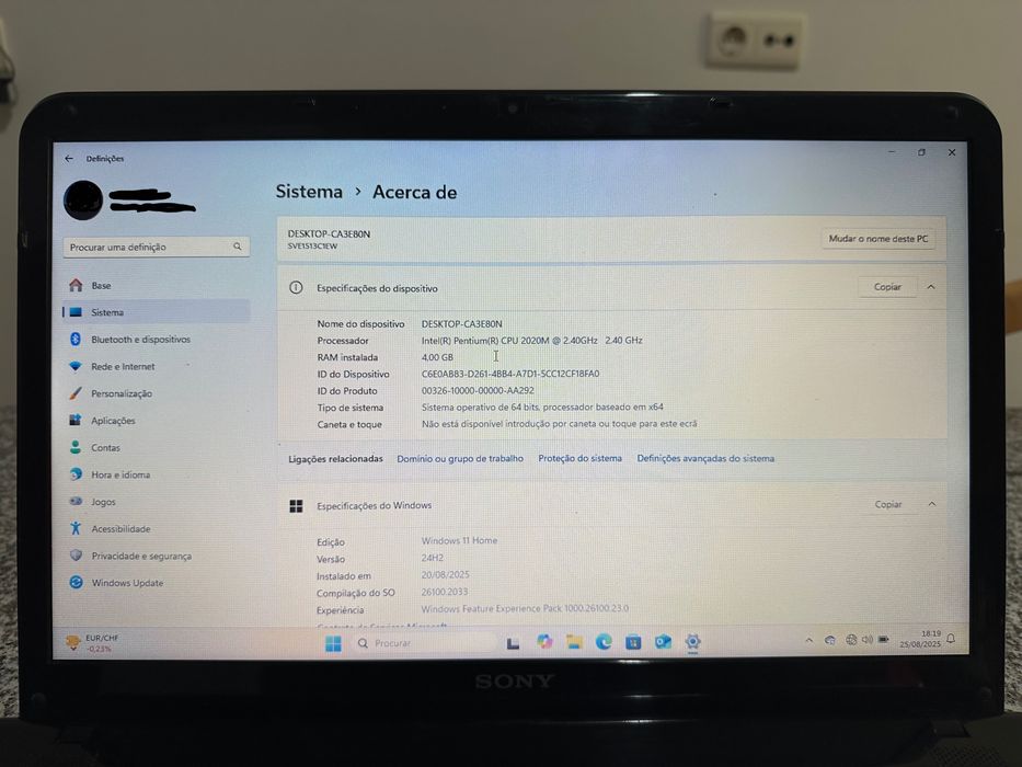 Portátil Sony Vaio Branco, 15.6 polegadas HD