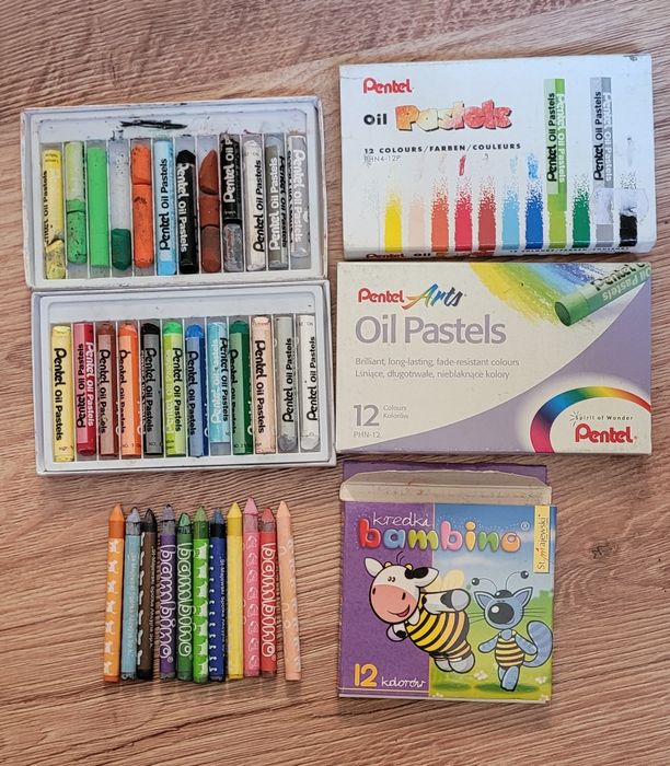 Pentel pastele olejne oraz kredki Bambino