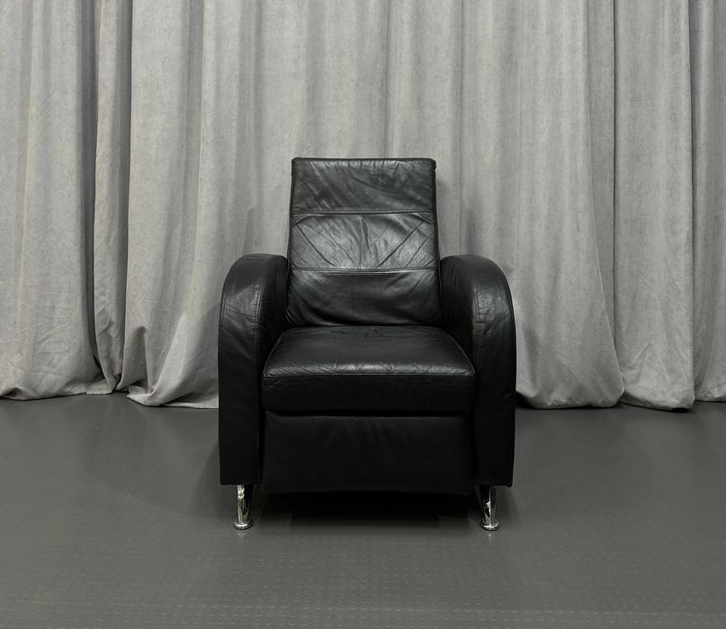 М'яке чорне шкіряне крісло-реклайнер/шкіряні крісла/меблі з Європи