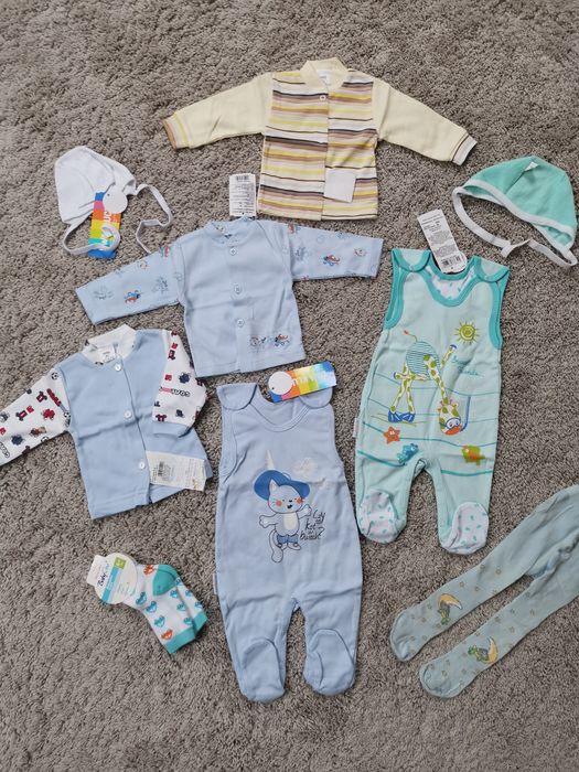 NOWA wyprawka paka niemowlęca śpiochy kaftanik czapki rajstopy 62