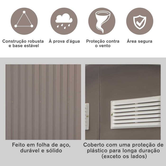 Abrigo de jardim em metal  porta de correr — 213x130x185 cm