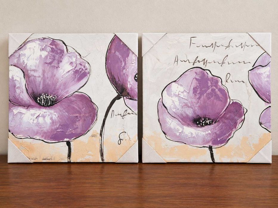 Conjunto de 2 telas decorativas flores lilás por estrear