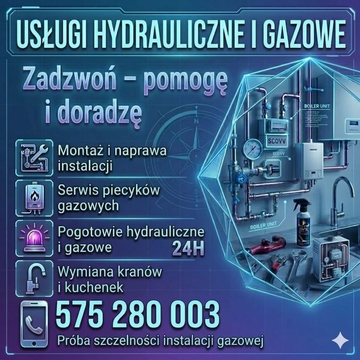 Gazownik ,hydraulik, awarie,woda, gaz, udraznianie kanalizacji