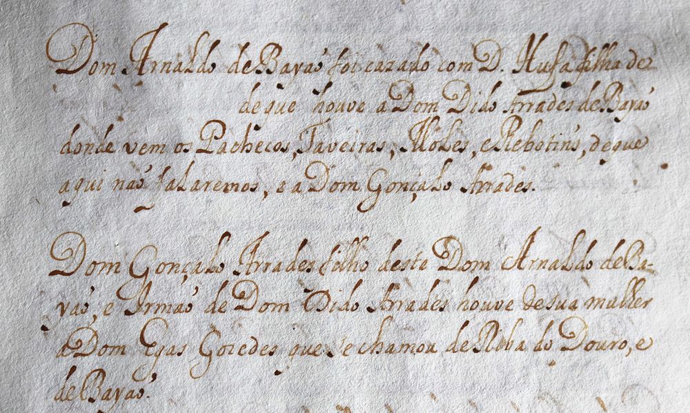 Título dos Azevedos manuscrito linhagem Sisto Tavares S.XV