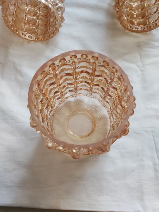 2szt PRL stary piękny klosz beżowy miodowy z wypustkami wys. 15cm