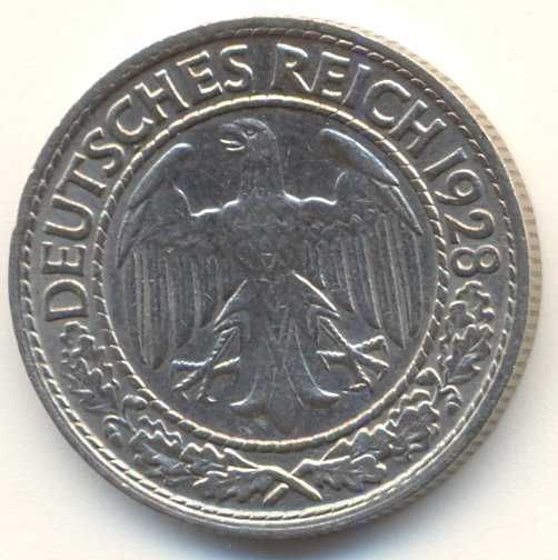 Deutsches Reich, 50 Reichspfennig 1928 F