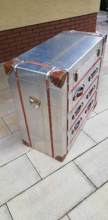 Komoda Aviator skrzynia walizka aluminium szafka kufer inspirowana szu