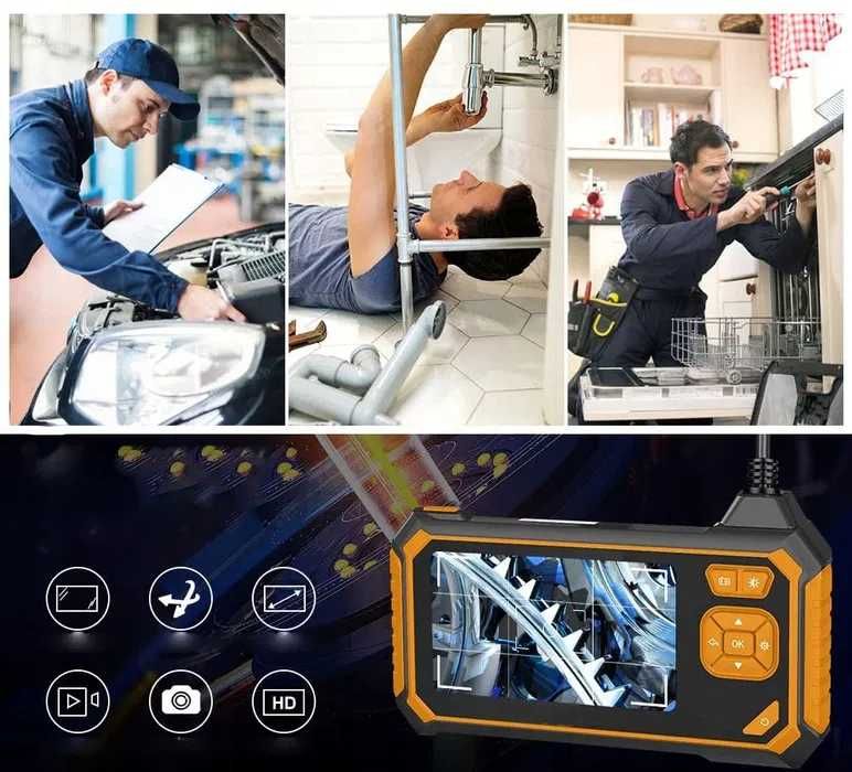 Kamera INSPEKCYJNA 4,3'' ENDOSKOP Dwie Kamery 5m 8LED Profesjonalna