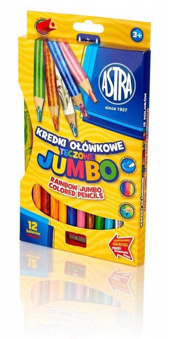 Kredki ołówkowe tęczowe Jumbo 12 kolorów ASTRA ASTRA papiernicze