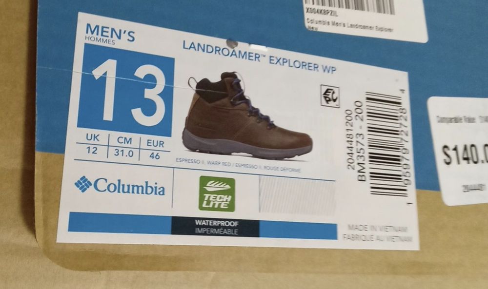 47 49 р. Зимові черевики Columbia Landroamer Explorer 31 33 см водонеп