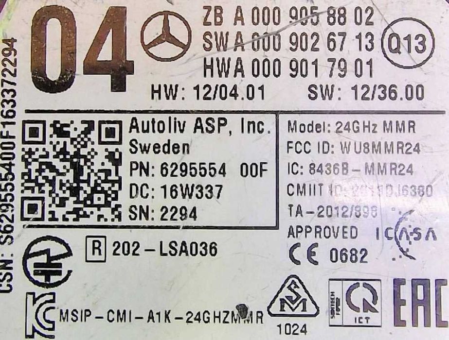Sensor de Radar MERCEDES-BENZ SL (R231) ano 2011